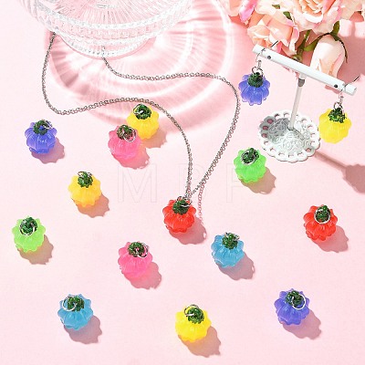 35Pcs 7 Colors Luminous Opaque Resin Pendants RESI-CJ0005-42-1