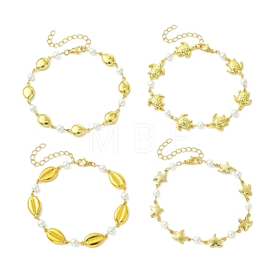 Ocean 304 Stainless Steel Sea Animals Link Chain Anklets for Women AJEW-AN00823-1