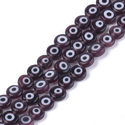 Handmade Evil Eye Lampwork Beads Strands X1-LAMP-S191-02A-11-1