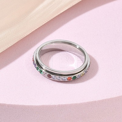 304 Stainless Steel Rhinestone Rotating Finger Rings RB-CBACDE8-02P-1