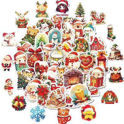 50Pcs Christmas Theme Cartoon Paper Stickers DIY-P085-08-1