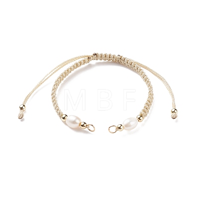 Half Finished Polyester Braided Pearl Bracelet AJEW-JB01128-1