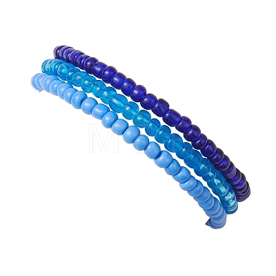 3Pcs 3 Colors Glass Seed Beaded Stretch Bracelet Sets BJEW-JB10529-02-1