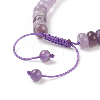 Adjustable Natural Amethyst Braided Bead Bracelets BJEW-F369-A18-1