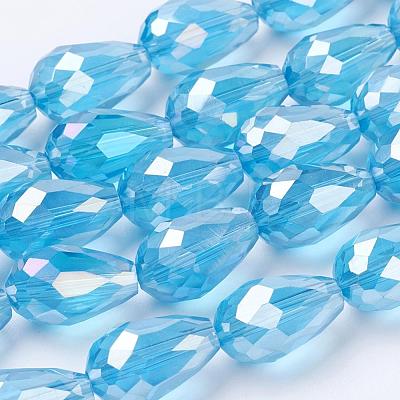 Electroplate Glass Beads Strands EGLA-D015-15x10mm-22-1