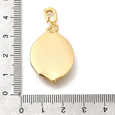 Brass Black Enamel Oval Pendants with Glitter Powder KK-K398-15G-1