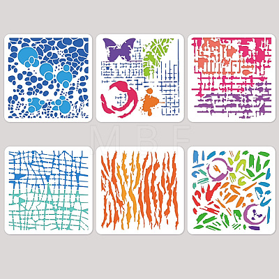 6Pcs 6 Styles PET Hollow Out Drawing Painting Stencils DIY-WH0416-0020-1