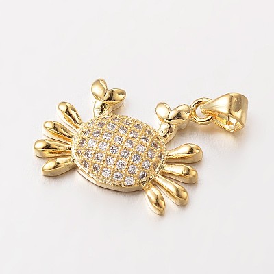 Crab Brass Micro Pave Cubic Zirconia Charms ZIRC-L035-65G-FF-1