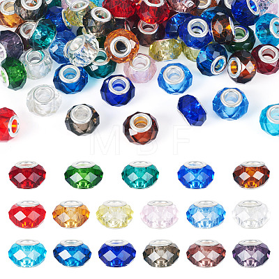 68Pcs 17 Colors Transparent Glass European Beads GPDL-SW0001-02-1