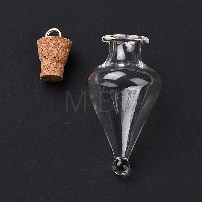 Teardrop Glass Cork Bottle Pendants AJEW-A041-01D-1