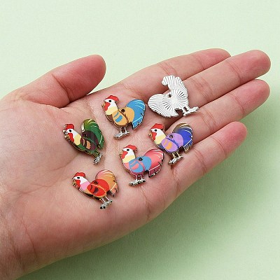 10Pcs 5 Colors Alloy Enamel Pandants ENAM-YW0003-60-1