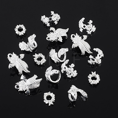 20Pcs 4 Styles Alloy Bead Caps & Pendant Cabochons Settings FIND-TA0010-07-1