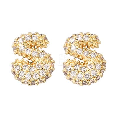 Brass Micro Pave Cubic Zirconia Stud Earrings EJEW-Z091-04G-S-1