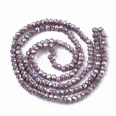 Electroplate Opaque Solid Color Glass Beads Strands EGLA-Q112-B15-1