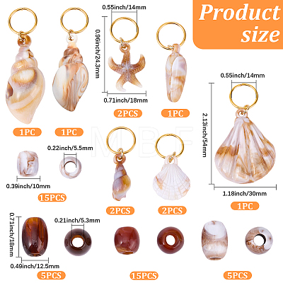 10Pcs Acrylic Braiding Hair Pendants Decoration Clips OHAR-BM0001-01-1