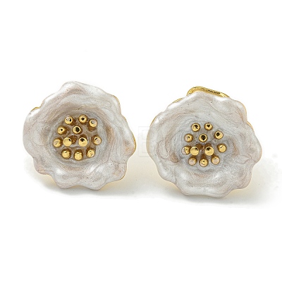 Flower Ion Plating(IP) 304 Stainless Steel Stud Earrings EJEW-G400-14G-01-1