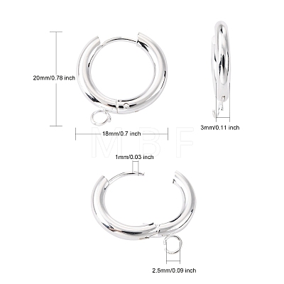 201 Stainless Steel Huggie Hoop Earring Findings STAS-P283-01E-S-1