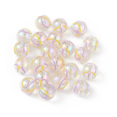 UV Plating Rainbow Iridescent Acrylic Enamel Beads OACR-I003-15A-1