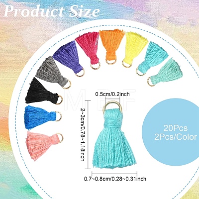 20Pcs 10 Colors Polycotton(Polyester Cotton) Tassel Pendant Decorations FIND-YW0004-57-1