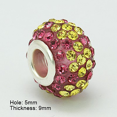 Resin Rhinestone European Beads GPDL-C004-04S-1