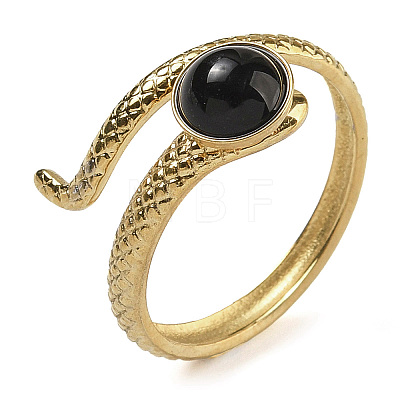 Natural Black Agate Finger Rings RJEW-U027-04G-08-1