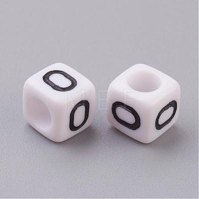 White Cube Letter Acrylic Beads X-PL37C9308-O-1