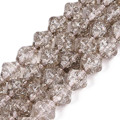 Transparent Crackle Glass Beads Strands GLAA-Q115-04A-03-1