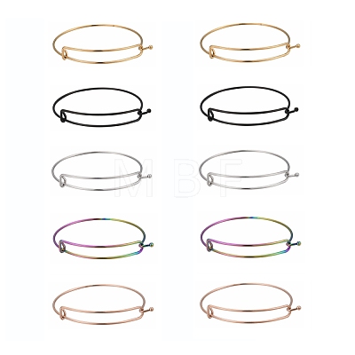10Pcs 5 Color Adjustable Ion Plating(IP) 304 Stainless Steel Expandable Bangle Making BJEW-LS0001-01-1