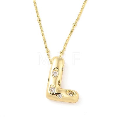 Brass Micro Pave Clear Cubic Zirconia Pendant Necklaces NJEW-Z038-01G-L-1
