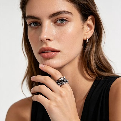 Alloy Skull Rivet Cuff Open Rings WGF9BFE-01-1