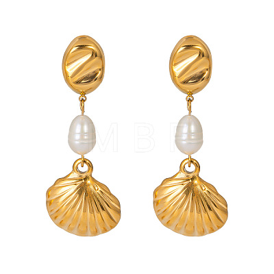 Stainless Steel Shell Shape Dangle Stud Earrings HG2493-1