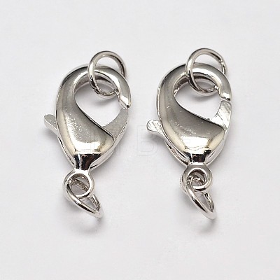 Rack Plating and Vacuum Plating Brass Lobster Claw Clasps for Jewelry Necklace Bracelet Making X-KK-I599-12mm-P-RS-1