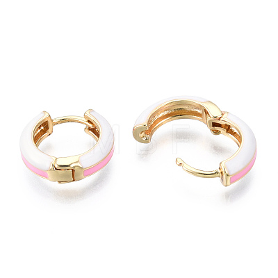 Brass Huggie Hoop Earrings EJEW-S209-07E-1