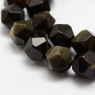 Natural Golden Sheen Obsidian Beads Strands G-G682-27-8mm-1