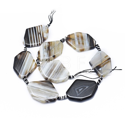Natural Banded Agate/Striped Agate Beads Strands G-I245-59B-1