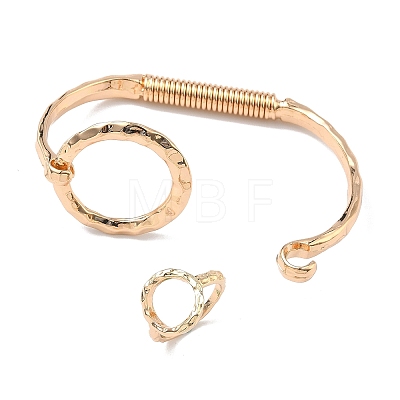 Ring Braaa Hammered Cuff Bangle & Ring Sets SJEW-C008-01KCG-1