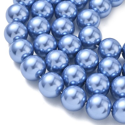 Eco-Friendly Dyed Glass Pearl Round Beads Strands HY-A002-14mm-RB015-1