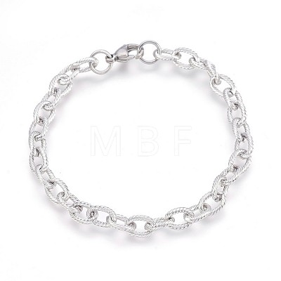 Tarnish Resistant 304 Stainless Steel Cable Chain Bracelets BJEW-P237-20P-1