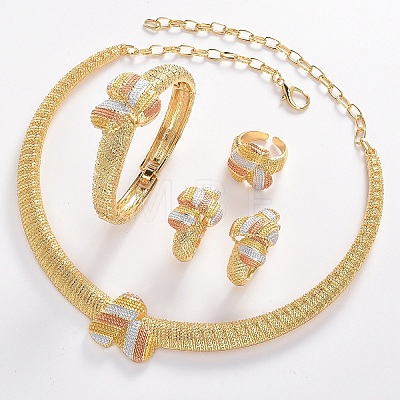 Brass Necklaces & Bangles & Earrings & Rings Sets FS-WGDFD3A-01-1