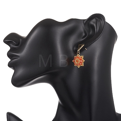 Valentine's Day Flower Natural & Dyed Malaysia Jade Dangle Stud Earrings EJEW-MZ00716-01-1
