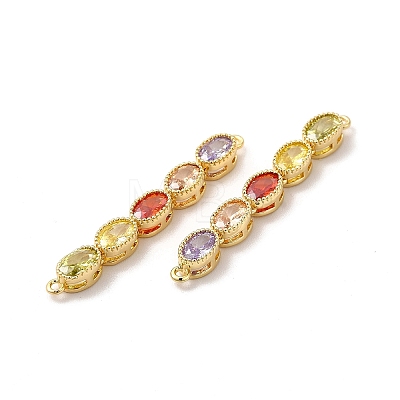 Rack Plating Brass Colorful Cubic Zirconia Connector Charms KK-A177-04G-1