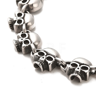 304 Stainless Steel Skull Link Chain Bracelets BJEW-E094-09AS-1