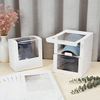 Paper Cap Hat Packing Boxes with Visible Window CON-WH0043-304C-1