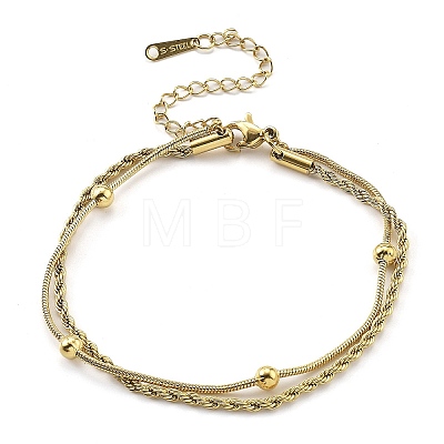 304 Stainless Steel Rope Chain Bracelets BJEW-R003-04G-02-1