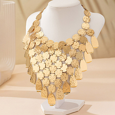 Women's Exaggerated Alloy Sequins Disc Chandelier Statement Necklaces WG21D3D-01-1