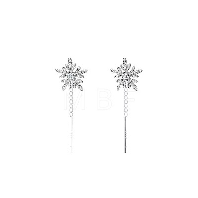 Snowflake 999 Sterling Silver Micro Pave Clear Cubic Zirconia Ear Thread FS-WG73423-02-1