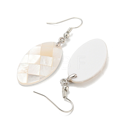 Rack Plating Brass Natural White Shell Dangle Earrings EJEW-N055-52K-1