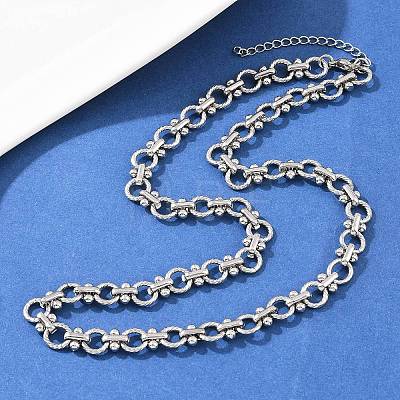 8MM 304 Stainless Steel Twisted Ring Link Chain Necklaces NJEW-Z105-04P-02-1