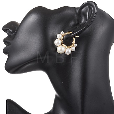 Shell Pearl Round Hoop Earrings EJEW-TA00785-1