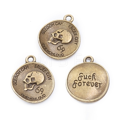 Tibetan Style Alloy Pendants SKUL-PW0002-127AB-1